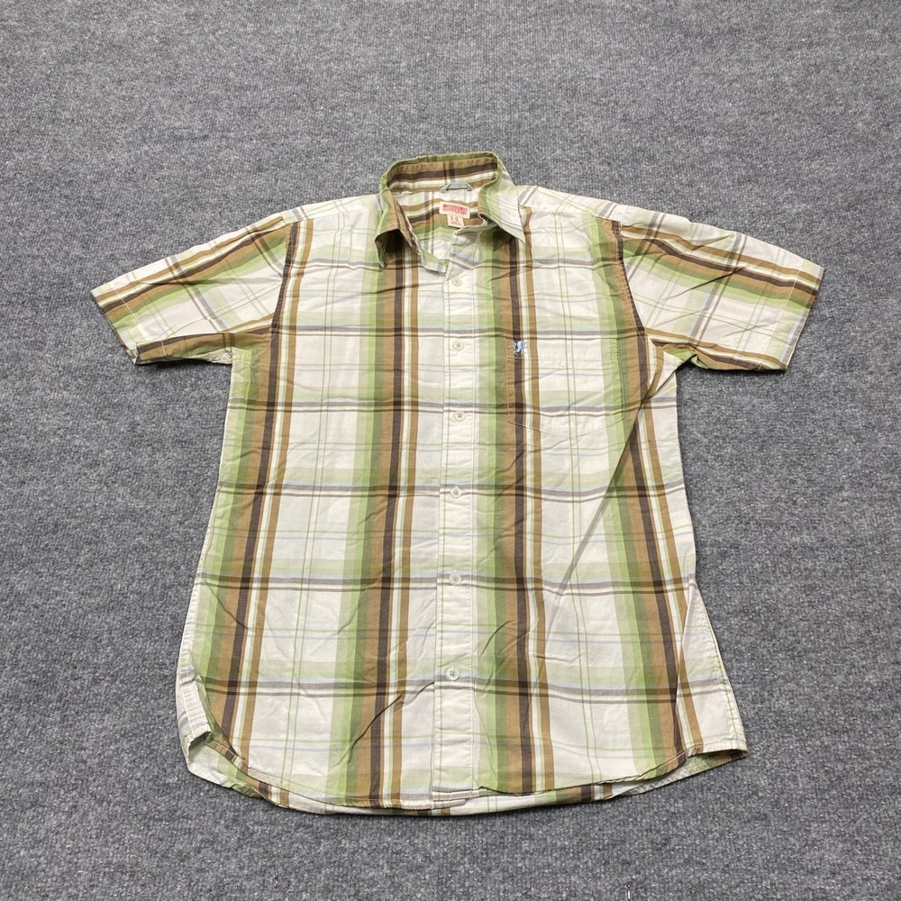 Mossimo Supply Co. Shirt Mens Small Green Plaid Short Sleeve Button Down Casual